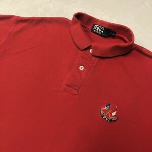Vintage Polo Ralph Lauren Cross Flags Emblem Logo Shirt Men's Large‎ Red